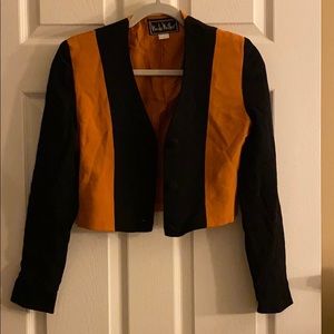 Orange and black pantsuit